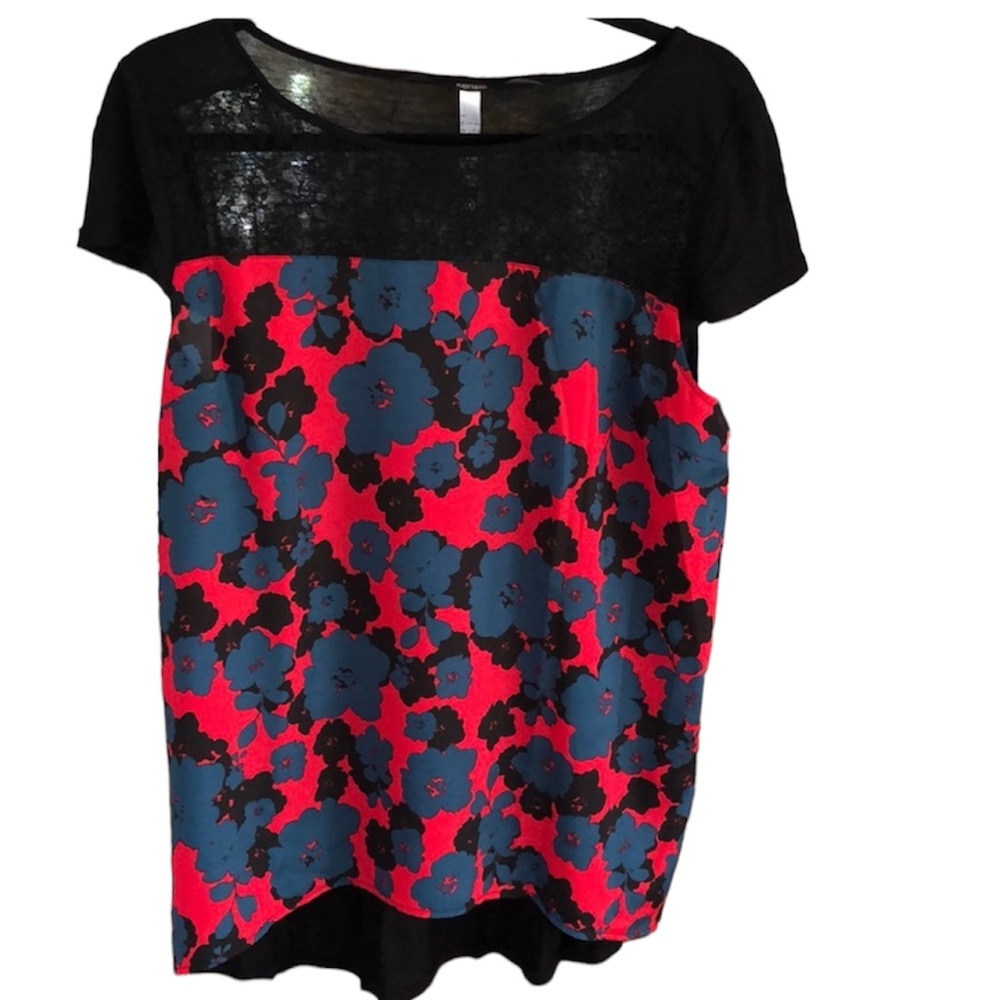 Kensie Cap Sleeve w/ Lace Along Top Size XL